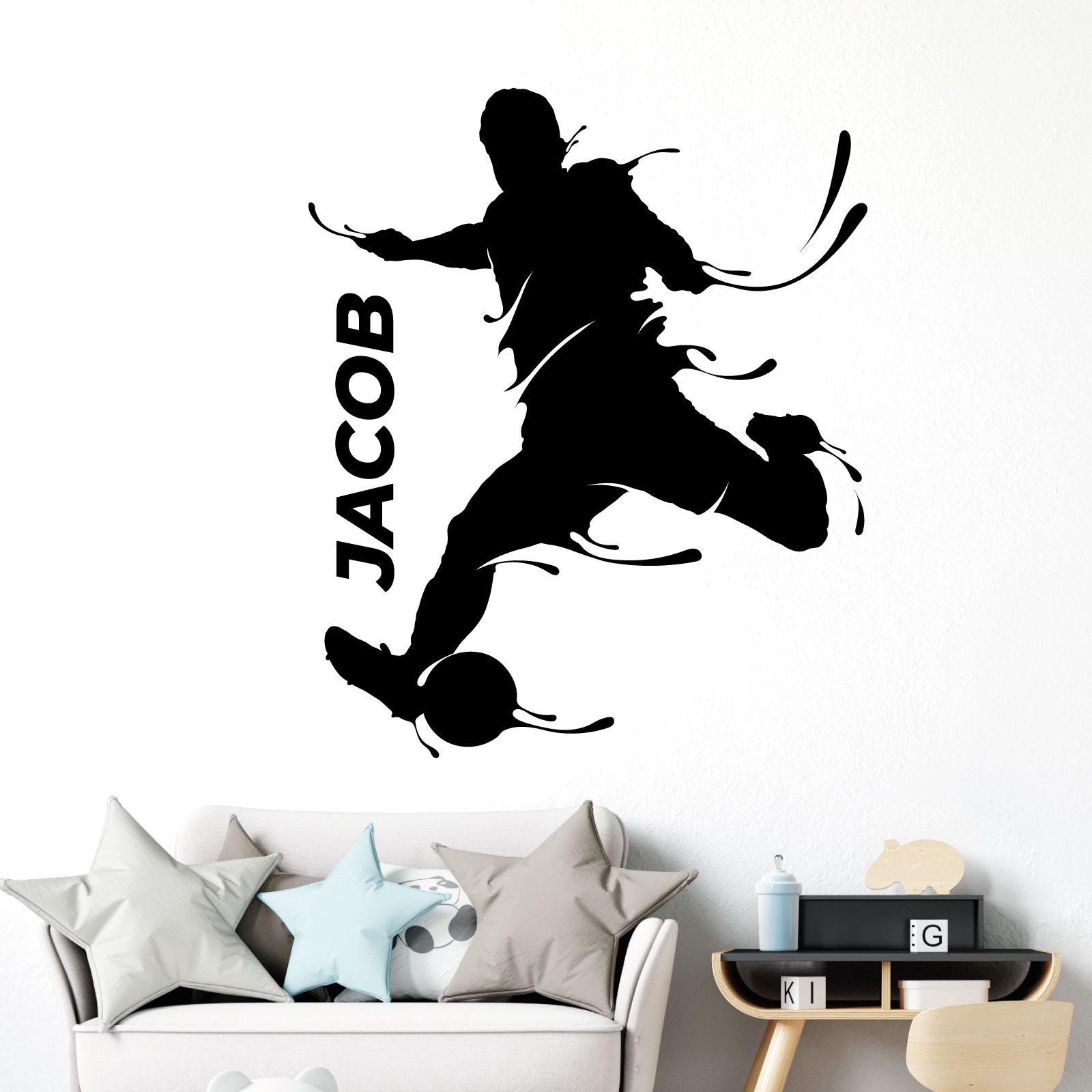 WD101461 | Personalised Name Goal Kick Footballer Football Soccer Player Game - Sports Decal Wall Sticker