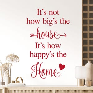 WD101396 | It&#39;s not how Big&#39;s the House, it&#39;s how Happy&#39;s the Home - Family Wall Quote Art Sticker