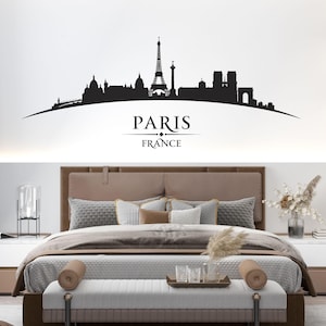 WD101127 | Paris France City Skyline - Eiffel Tower, Notre Dame, Arc de Triomphe - Bedroom Living Room Wall Art Sticker