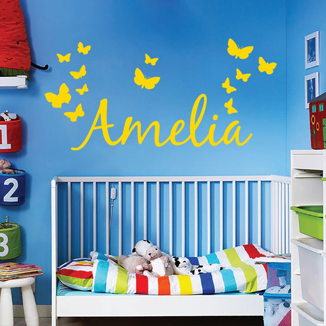 WD101003 Personalised Name Wall Art Sticker With Butterflies Etsy