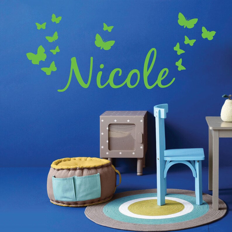 WD101003 Personalised Name Wall Art Sticker With Butterflies Etsy