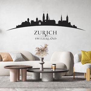 WD101152 | Zurich Switzerland City Skyline - Bedroom Living Room Wall Art Sticker