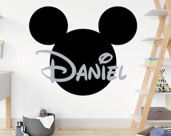 WD101467 | Mickey Mouse Silhouette Personalised Name - Disney Decal Wall Sticker