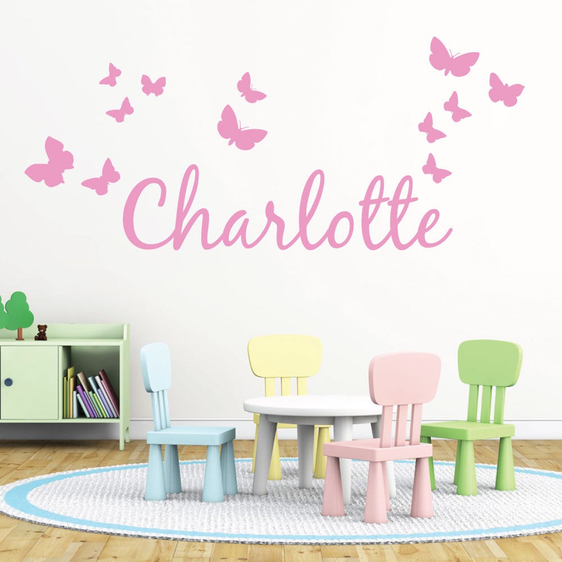 WD101003 Personalised Name Wall Art Sticker With Butterflies Etsy