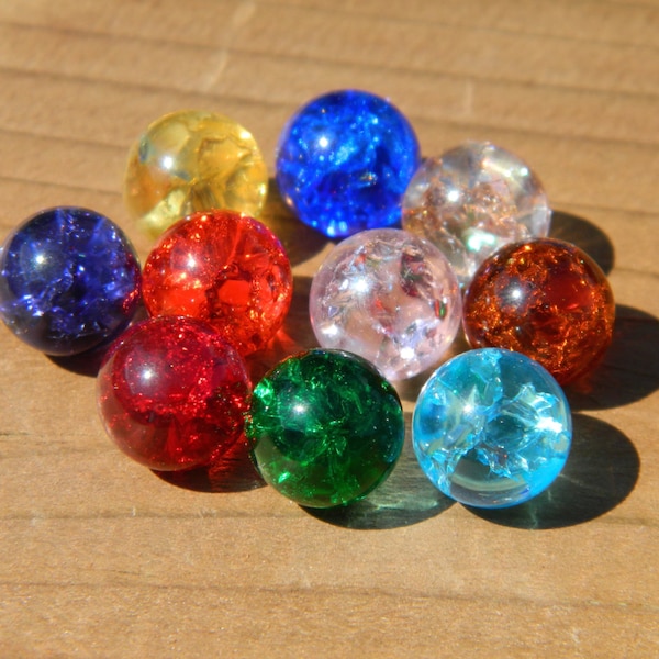 10 - 10mm Fried Cracked Crackle Glass Marbles for interchangeable jewelry