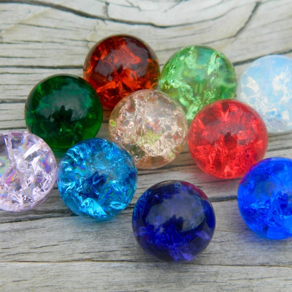 10 - 12mm Fried Cracked Cracked Glass Marbles for interchangeable jewelry