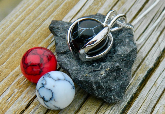 Interchangeable Marble Pendant With 14mm Semi Precious Stones