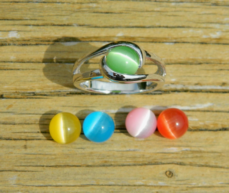 Interchangeable Marble Ring with 5-8mm changeable cateye stones