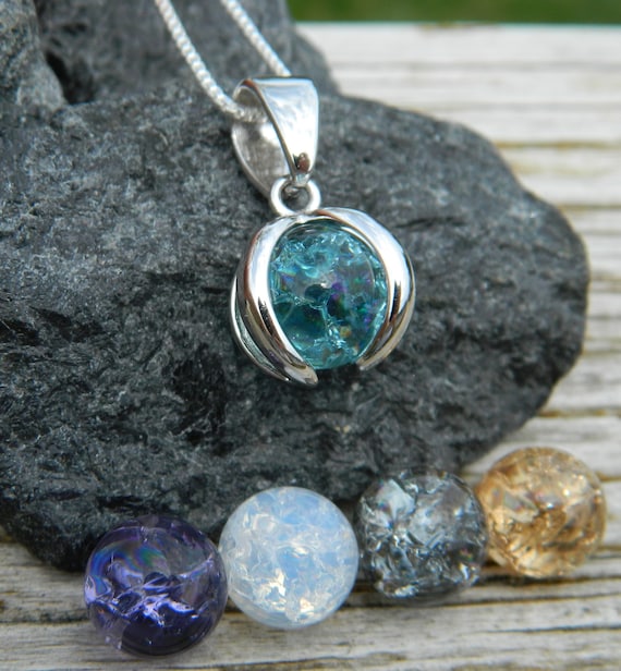 Interchangeable Marble Pendant With 12mm Clear Cracked Glass