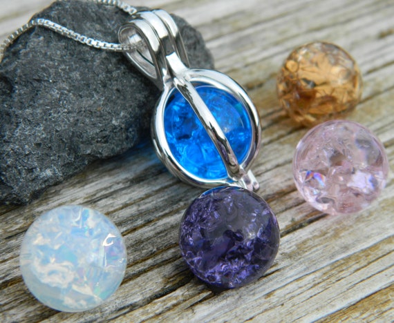 Interchangeable Marble Pendant With 14mm Clear Cracked Glass