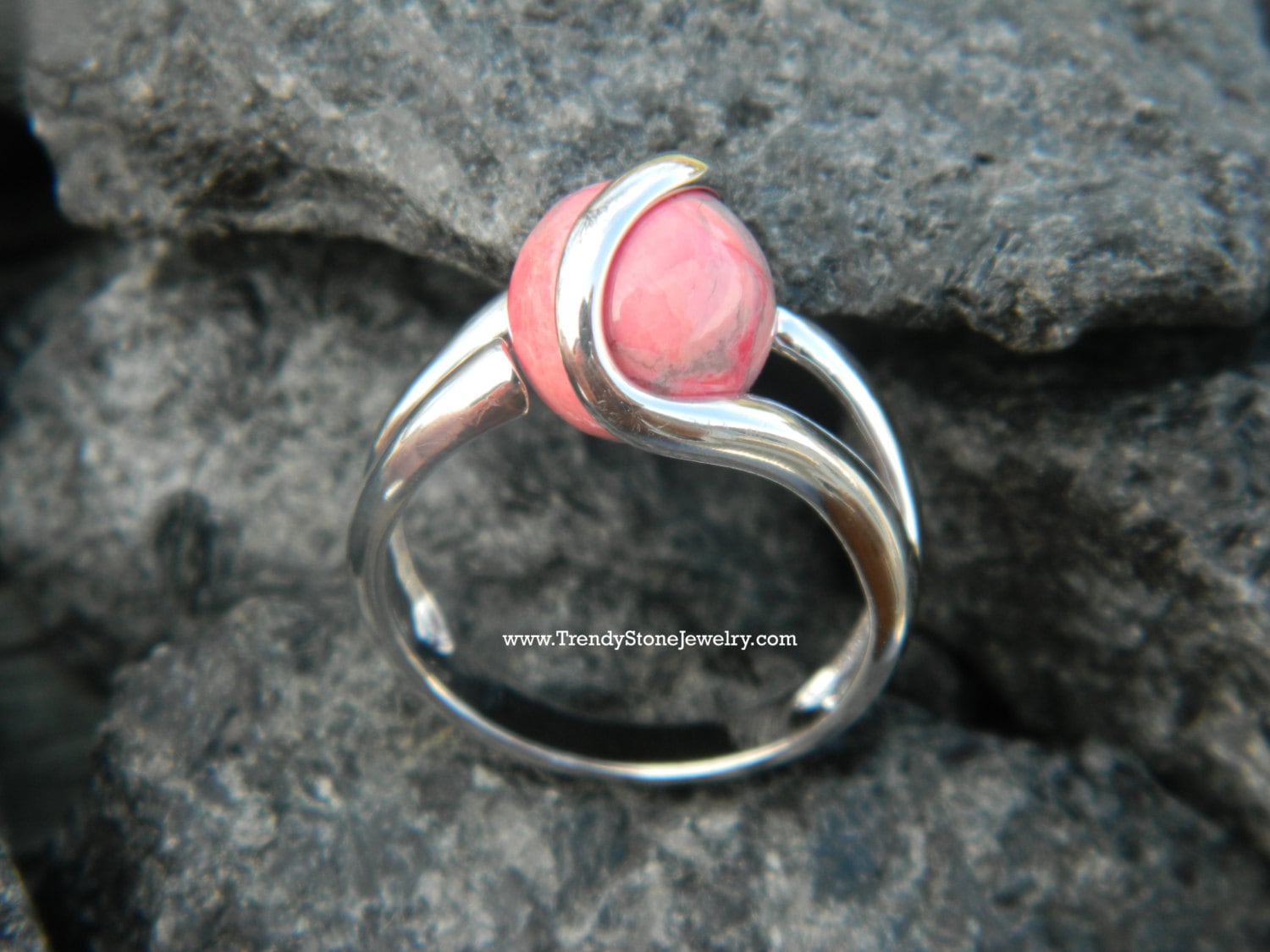 Sieraden Ringen Ringen met meerdere stenen Verwisselbare ring met 10mm roze howliet steen 