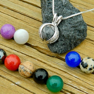 Interchangeable Marble Pendant with 10 - 10mm semi precious stones