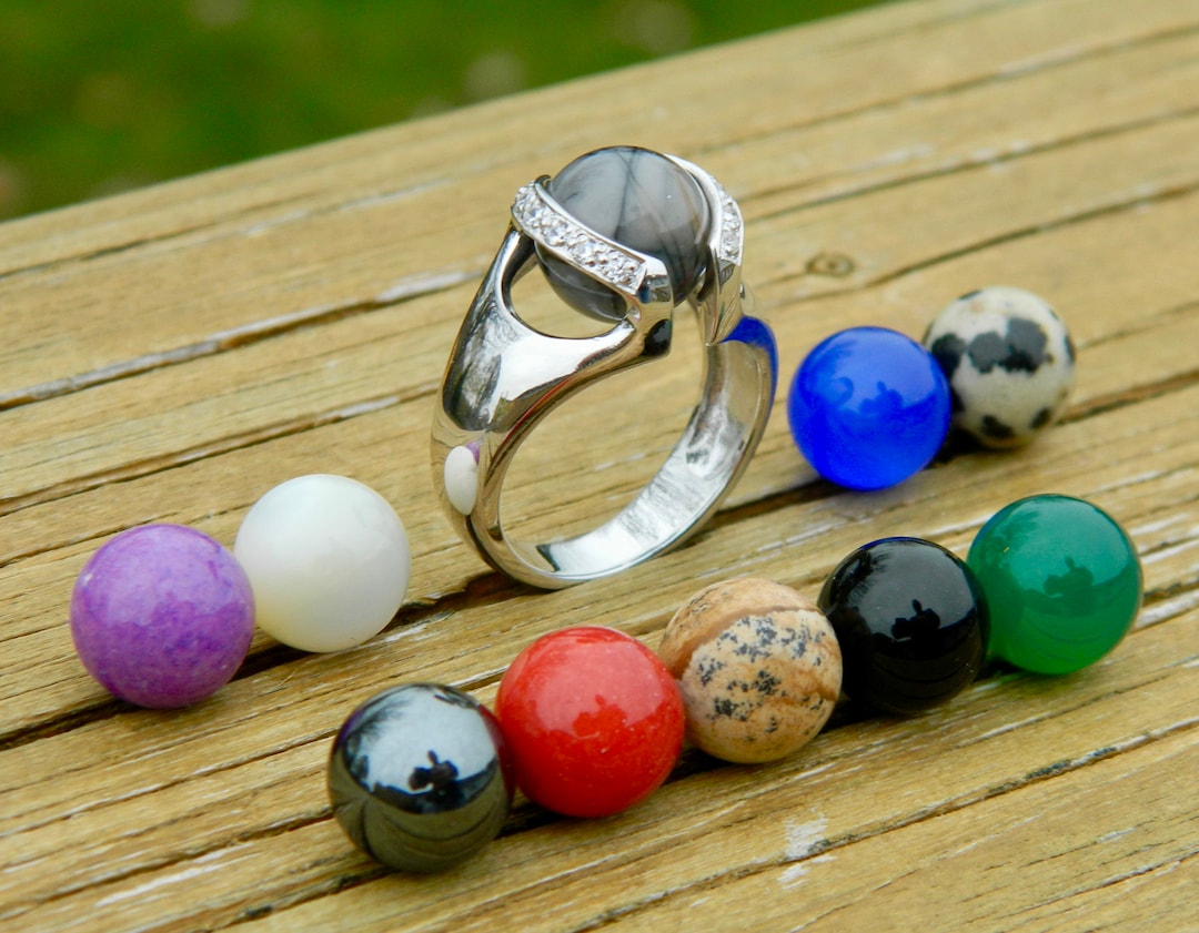 Changeable Rings Interchangeable Ring With 10 - 10mm Semi Precious Stones - Etsy