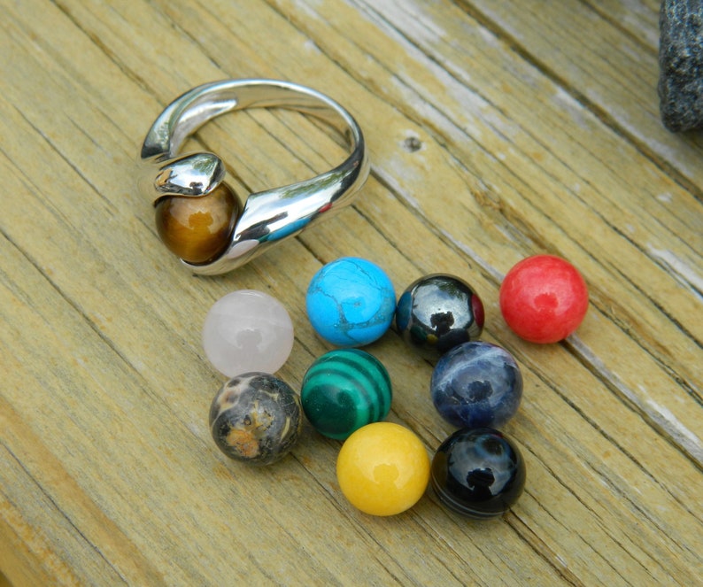 Interchangeable ring with 10-8mm semi precious stones