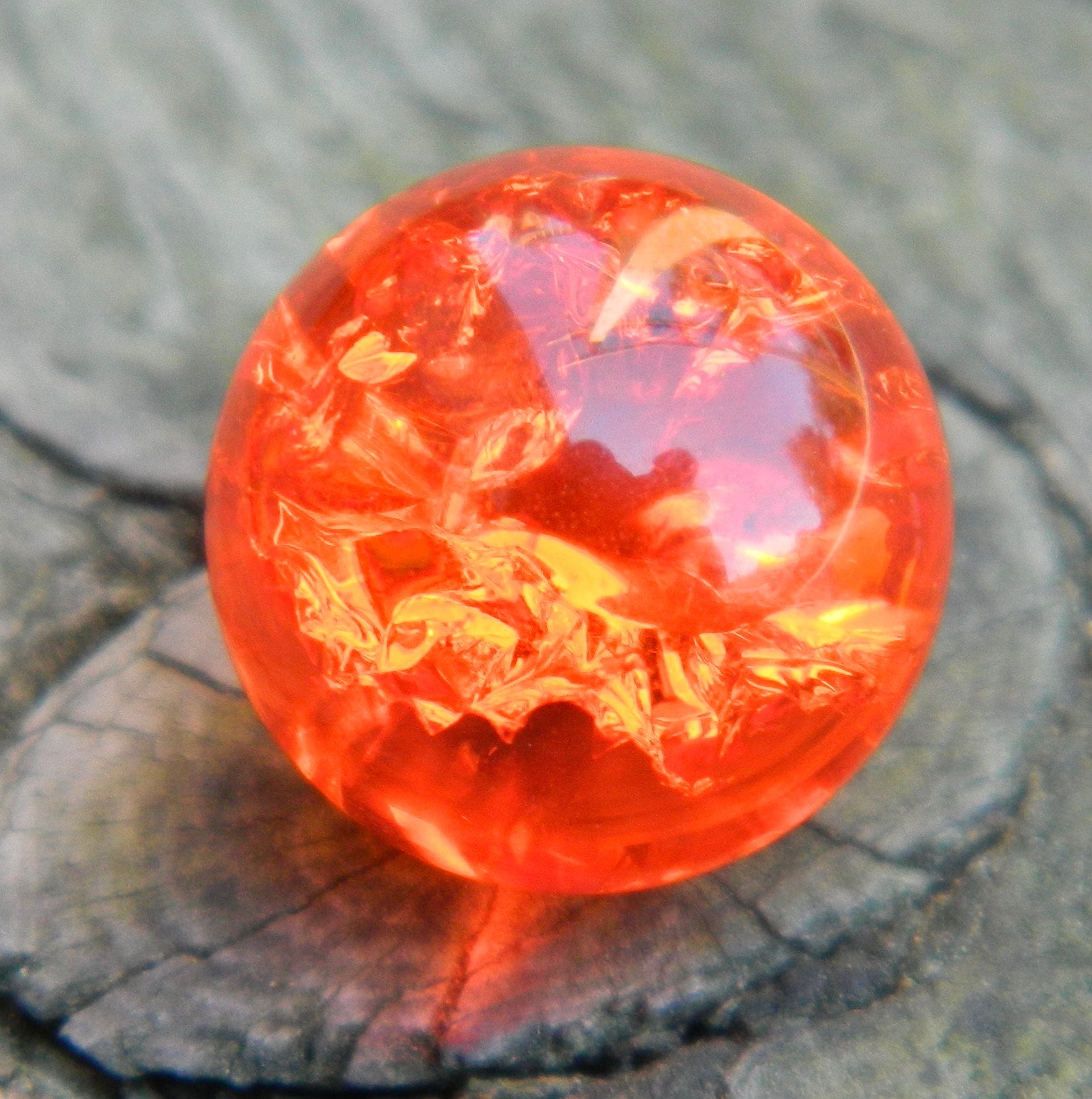 8mm 10mm 12mm 14mm 16mm Fried  Orange Cracked Glass stones / marbles for interchangeable jewelry