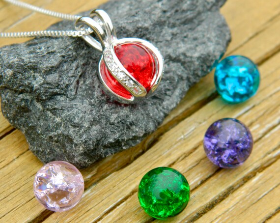 Interchangeable Marble Pendant With 10mm Clear Cracked Glass