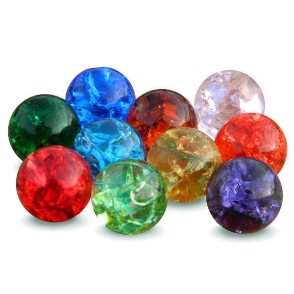 10 - 12mm Fried Cracked Cracked Glass Marbles pour bijoux interchangeables