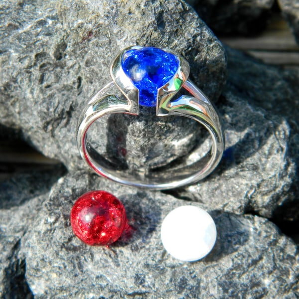 Interchangeable ring with 3 - 8mm changeable stones