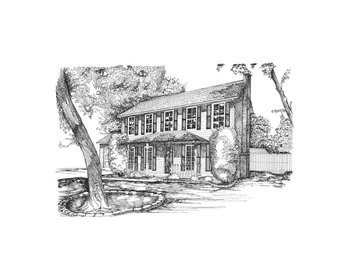 Custom Home Pen and Ink Drawing - Etsy
