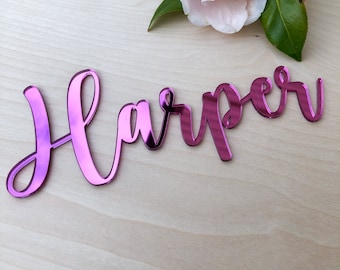Personalisierter Spiegel individuelles Wandschild Acryl Holz | Namensschild | Wunschname | Mädchen Name | Jungen Name | Kinderzimmer Dekor
