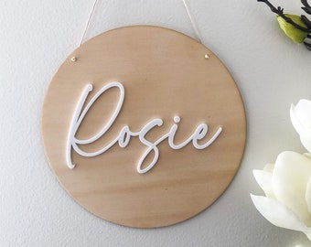 Benutzerdefinierte Runde Namen Plaque | Runde Holz hängen Tür Zeichen | Kindergarten personalisierte Wandschild | Benutzerdefinierte hängenDe Zeichen | Kinderzimmer Dekor hängen