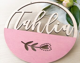 Kreis Namensschild Personalisiert, Kinderzimmer Deko, Kinder Türschild, kuscheliges Hausschild