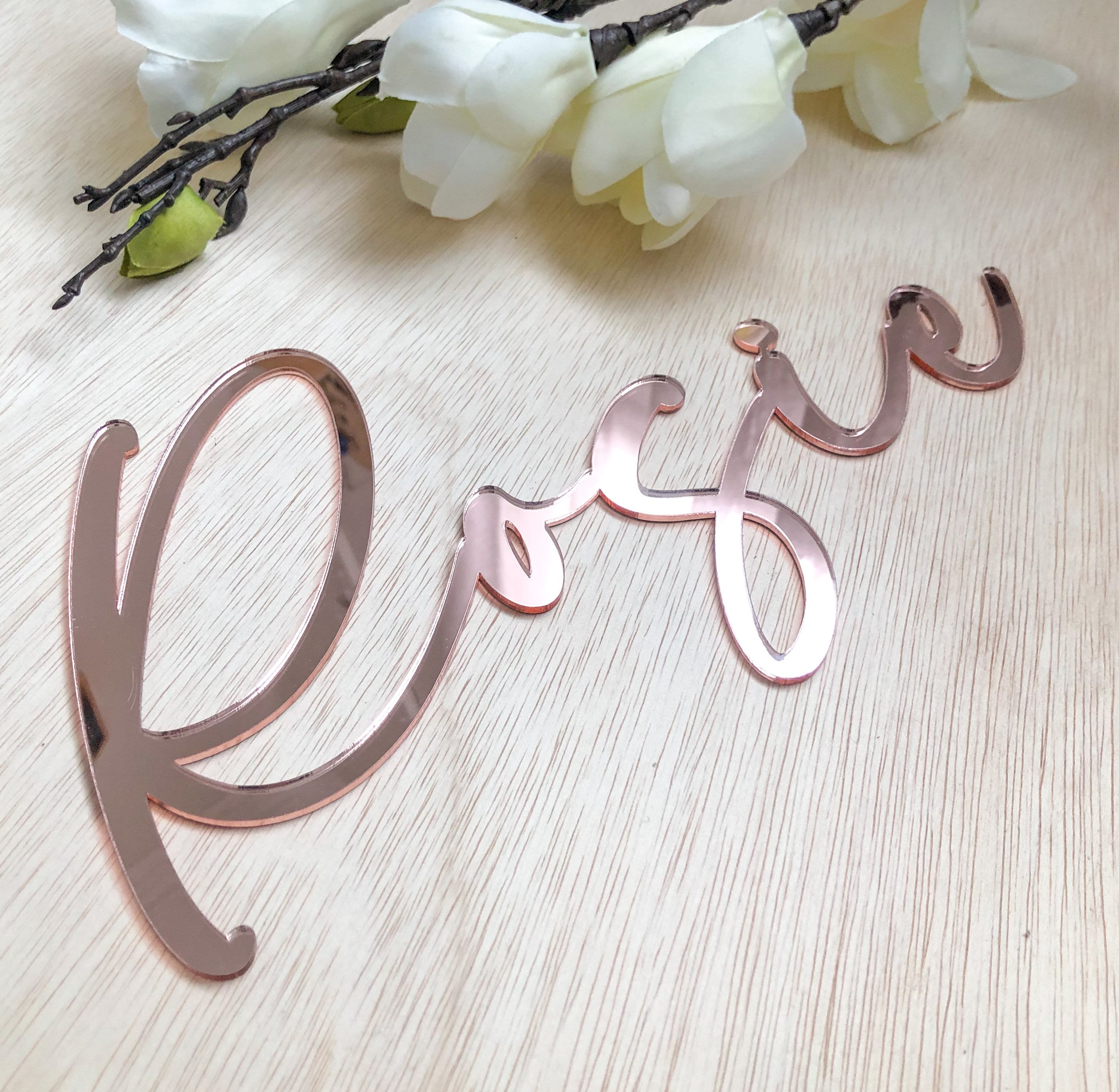 Rose Gold Mirror Personalized Wall Name Plaque Acrylic Wood Etsy UK