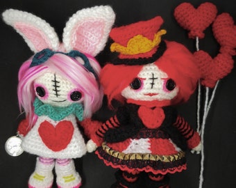 VENTA 2 PATRONES DE CROCHET San Valentín, amor a crochet, Amigurumi Reina de Corazones, Conejo Rosa y Blanco, Muñeca de Ganchillo Conejito, Pastel goth