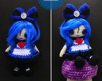 CROCHET PATTERN Dark Punk Doll, Amigurumi Pastel Gothic Alice, Emo doll pattern, Halloween, villain crochet doll pattern, kawaii crochet