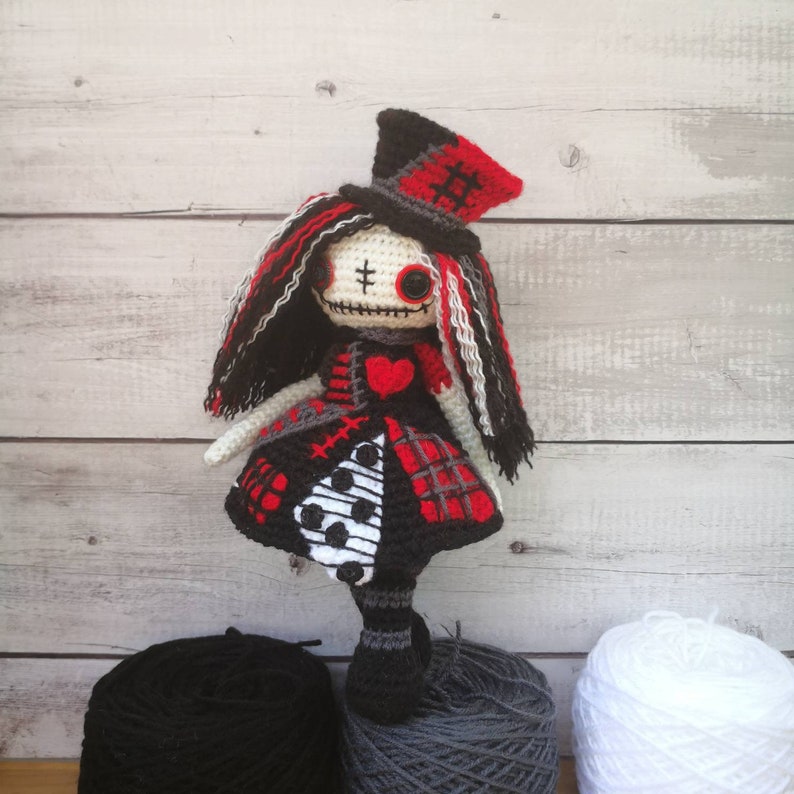 CROCHET PATTERN Girl Goth Doll Amigurumi Pattern Patchwork Etsy