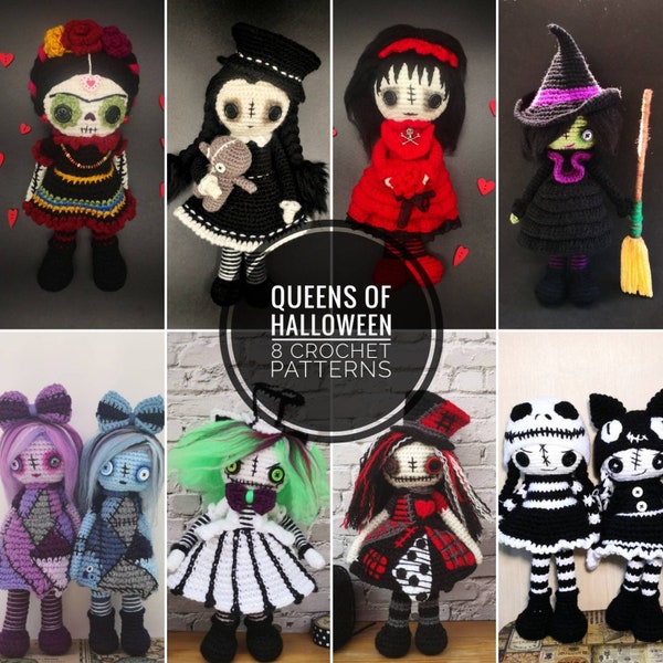 Sale AMIGURUMI PATTERN BUNDLE, Halloween doll,  home decor, modern crochet, monster doll, scarecrow, creepy cute dolls, scary doll, rag doll