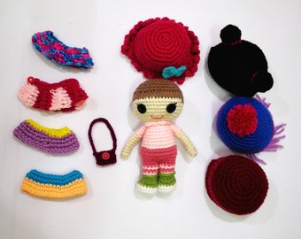 CROCHET Doll Girl PATTERN, dress up doll crochet pattern, amigurumi pattern, crochet girl, handmade doll pattern, crochet doll dress pattern