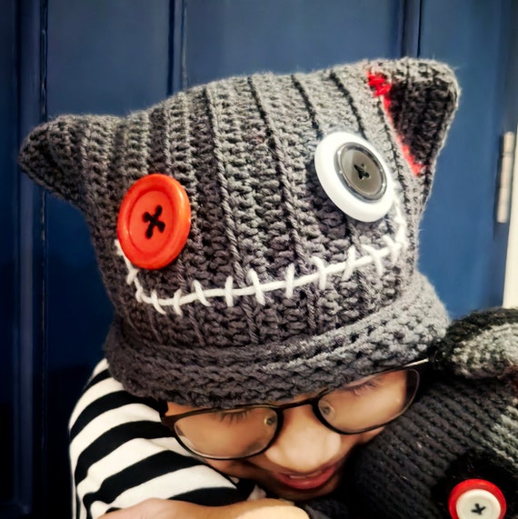 Cat Beanie, Crochet Cat Beanie, Crochet Pussy Cat Hat, Cat