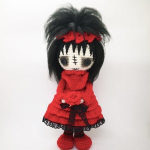 CROCHET PATTERN Red Lydia doll, amigurumi Halloween doll, Creepy cute amigurumi crochet doll, crochet pattern goth bride doll