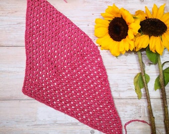 Buy One Get One, Red and white crochet bandana, crochet kerchief, crochet triangle headband, kerchief, vintage bandana, scarf, summer hair