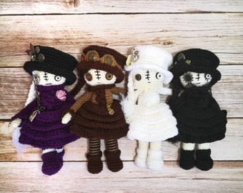 CROCHET PATTERN Steampunk Goth Voodoo Doll, Cute Doll Amigurumi Pattern, Punk doll pattern, Creepy doll crochet pattern