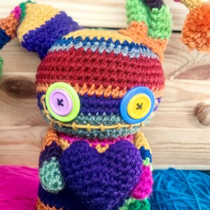 Rainbow crochet doll, colorful amigurumi, crochet art doll, creepy cute doll, cute gift, Valentine's Day gift, voodoo doll, rainbow monster image 10