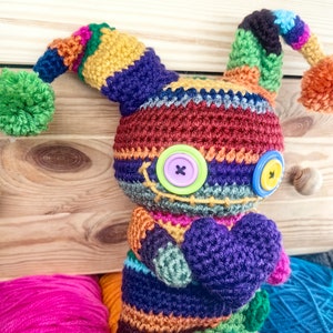 Rainbow crochet doll, colorful amigurumi, crochet art doll, creepy cute doll, cute gift, Valentine's Day gift, voodoo doll, rainbow monster image 5