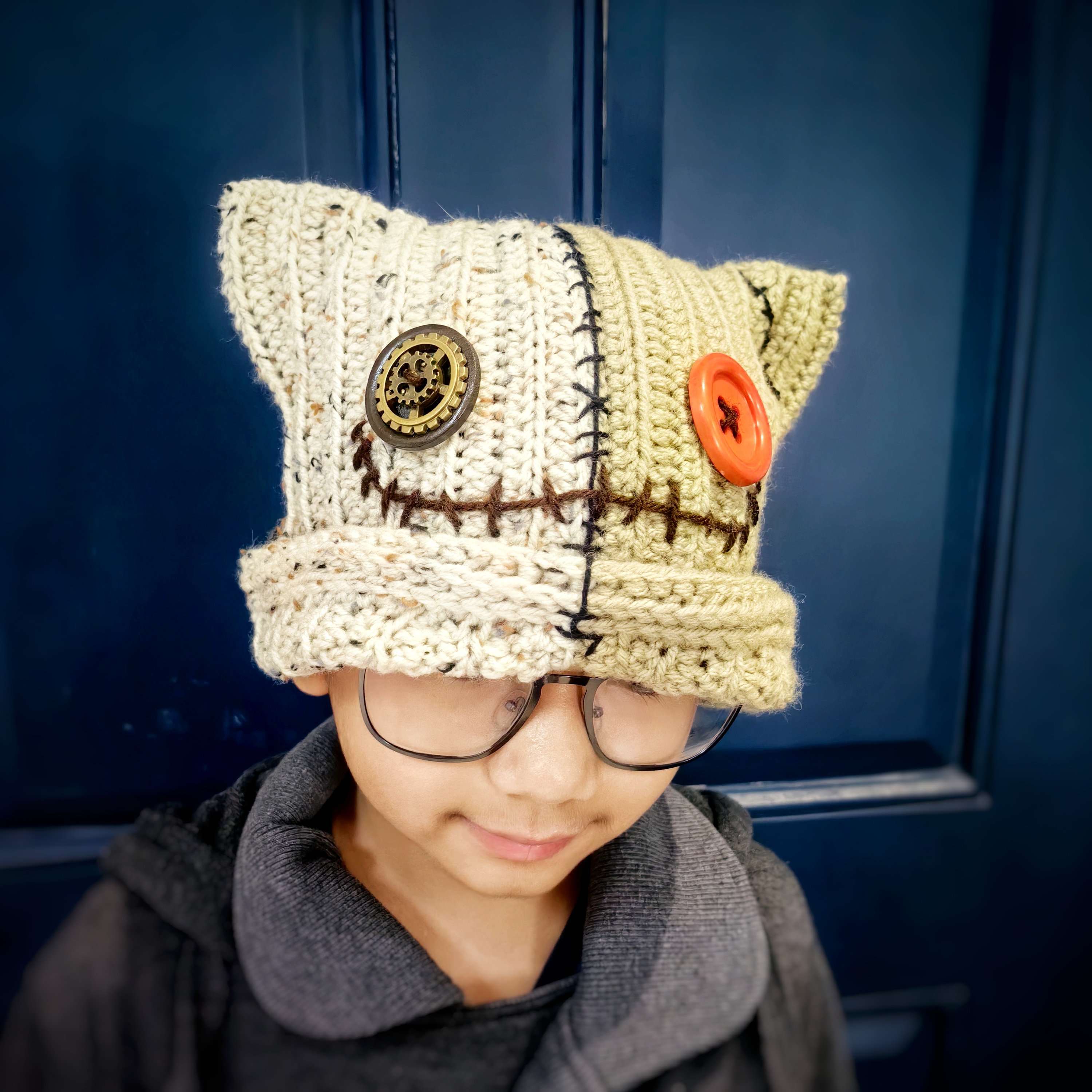 Cat Beanie, Steampunk Cat Hat, Crochet Cat Beanie, Crochet Pussy