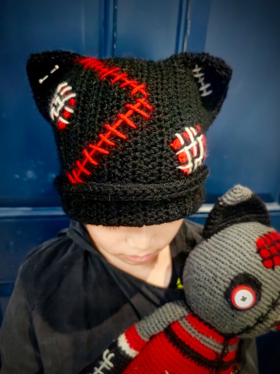 Cat Beanie, Crochet Cat Beanie, Crochet Pussy Cat Hat, Cat