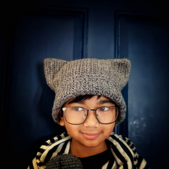 Cat Beanie, Crochet Cat Beanie, Crochet Pussy Cat Hat, Cat Ears