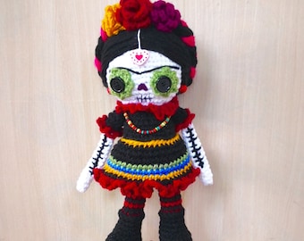 CROCHET PATTERN Sugar Skull, Dia de los Muertos, Day of the Dead, La Muerte, Amigurumi sugar skull, Halloween Doll, skull doll crochet