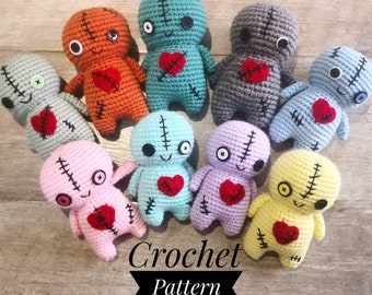 Small Voodoo Doll Amigurumi Pattern, Easy Amigurumi, Valentine's Day Crochet, Easy Halloween Crochet, Zombie doll pattern, crochet voodoo