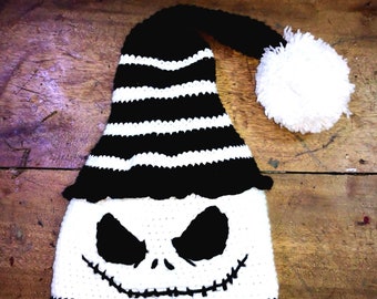 Crochet Skull Pattern beanie, Halloween beanie crochet pattern, Crochet Christmas beanie, goth crochet hat , Santa Skeleton Hat
