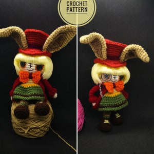 CROCHET PATTERN Hare, Amigurumi Steampunk Rabbit, Halloween Steampunk Doll crochet, bunny rabbit crochet, crochet animals, amigurumi cute