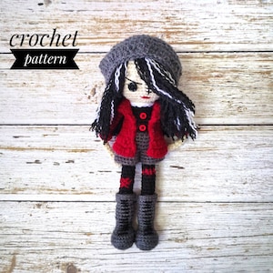 CROCHET PATTERN Rebellious Grunge Girl, Emo doll amigurumi pattern, halloween crochet doll pattern, punk rock doll crochet pattern