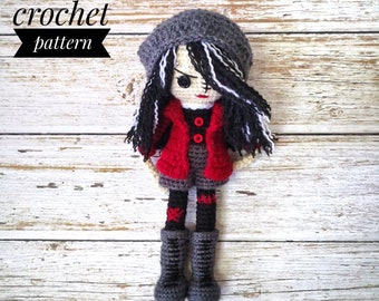 CROCHET PATTERN Rebellious Grunge Girl, Emo doll amigurumi pattern, halloween crochet doll pattern, punk rock doll crochet pattern