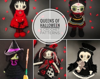 AMIGURUMI PATTERN BUNDLE Halloween Dolls, Patchwork dolls, crochet doll, monster doll, scarecrow doll, creepy dolls, scary doll, rag doll