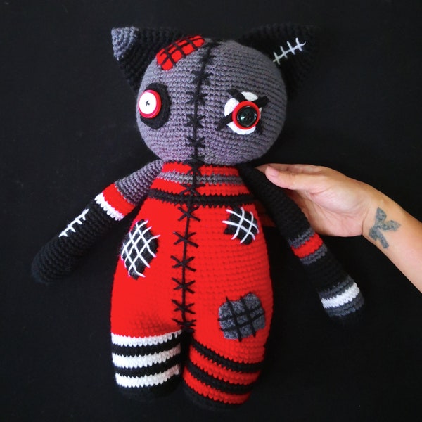 SALE 2 PATTERNS, large crochet doll patterns, Voodoo doll pattern, Amigurumi Cat pattern, creepy cute doll, crochet halloween