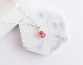 Pink Ruby Gemstone Necklace – Mothers Day Gift - Gift for Her – Small Ruby Jewelry – July Birthstone Necklace – Sterling Silver Jewelry